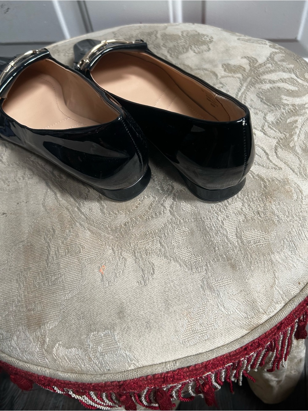 Franco Sarto Black Patent Pointed Kiltie Loafers with Metal Bit - Picture 5 of 16